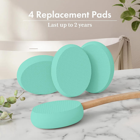 AmazerBath mint back lotion applicator with four replaceable textured EVA pads.
