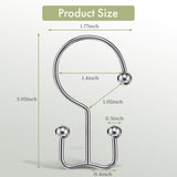 AmazerBath Chrome Ball End double shower curtain hook size guide showing the hook height, width, and ball-end dimensions.