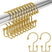 AmazerBath Dark Gold Ball End double shower curtain hooks displayed on a rod with two individual hooks on a white background.