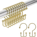 AmazerBath Gold Ball End double shower curtain hooks displayed on a rod with two individual hooks on a white background.