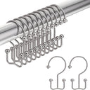 AmazerBath Nickel Ball End double shower curtain hooks displayed on a rod with two individual hooks on a white background.