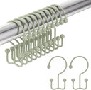 AmazerBath Sage Green Ball End double shower curtain hooks displayed on a rod with two individual hooks on a white background.