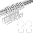 AmazerBath White Ball End double shower curtain hooks displayed on a rod with two individual hooks on a white background.