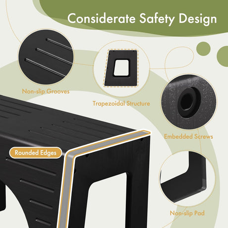 AmazerBath 3-in-1 Bamboo Potty Training Toilet Stool in Black, 9 Inches, product detail and key features.