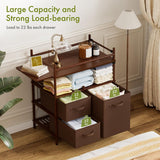 AmazerBath Dark Brown bamboo baby changing table in a nursery with adjustable side panels shown beside the changing surface.