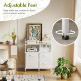 AmazerBath White bamboo baby changing table in a nursery with an inset showing the adjustable leveling foot.
