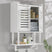 AmazerBath White bamboo bathroom wall cabinet with 2 doors, 16.5-inch wide.