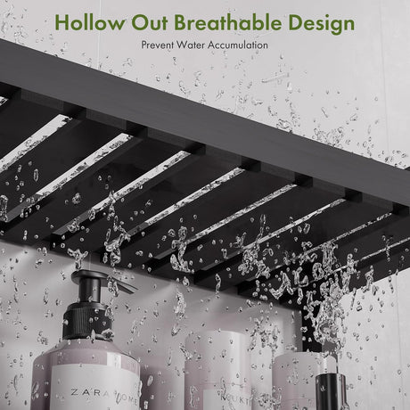 AmazerBath Bamboo Over-the-Toilet Storage Rack in Black, 2-Tier 6.12"D x 12.77"W x 13.79"H, product detail and key features.