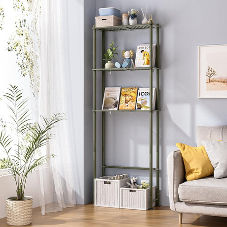 AmazerBath forest over-the-toilet storage shelf with an adjustable bottom bar around bathroom plumbing.