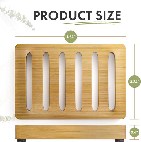 AmazerBath Bamboo Soap Dishes, 2-Pack in Burlywood, Rectangular, detail image showing product design and key features.