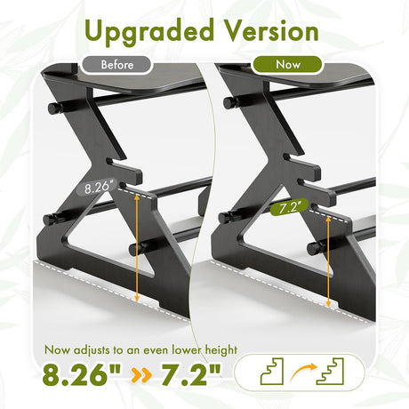 AmazerBath Bamboo Standing Desk Converter and Desk Riser in Black, product detail image.