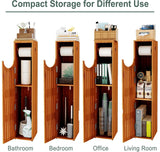AmazerBath Bamboo Toilet Paper Storage Cabinet in Brown, 7.3"D x 6.5"W x 33"H, product detail and key features.
