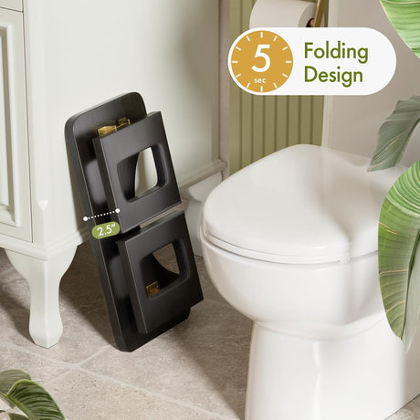 AmazerBath Bamboo Toilet Stool, 6.8-Inch Squat Potty Stool in Black, Foldable 6.8 Inches, product detail and key features.