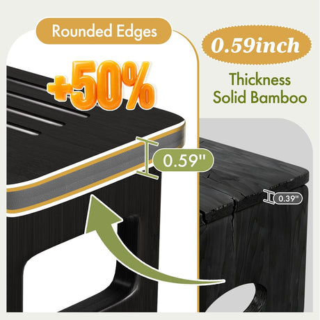 AmazerBath Bamboo Toilet Stool, 6.8-Inch Squat Potty Stool in Black, Foldable 6.8 Inches, product detail and key features.