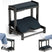 Black two-tier AmazerBath bamboo footrest with padded top and lower platforms in a home office.