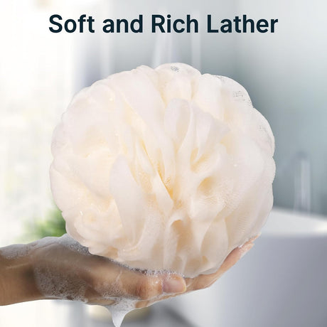 Dense, soft mesh on the Bath Sponge Shower Loofahs, Set of 3 creating a rich lather.
