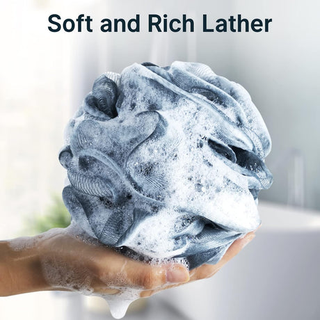 Dense, soft mesh on the Bath Sponge Shower Loofahs, Set of 3 creating a rich lather.
