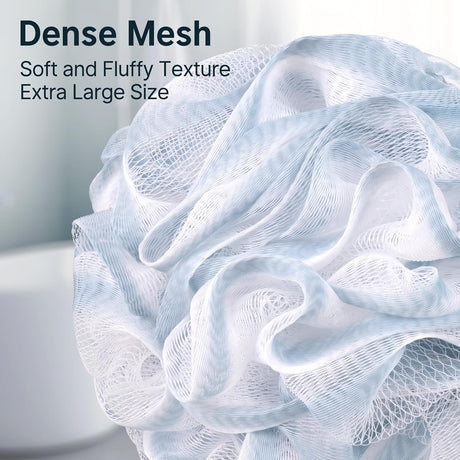 AmazerBath Bath Sponge Shower Loofahs, Set of 3 in Melon, detail image showing product design and key features.