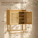 AmazerBath Bamboo Bathroom Wall Cabinet with 2 Doors in Natural, 8.3"D x 16.5"W x 26.6"H, product detail and key features.