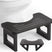 AmazerBath black bamboo foldable toilet stool in front of a white toilet, with an inset showing the legs folding inward.