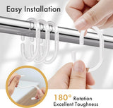 AmazerBath Clear C-shaped plastic shower curtain rings, product gallery image showing design details and features.