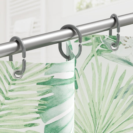 AmazerBath Grey C-shaped plastic shower curtain rings, product gallery image showing design details and features.