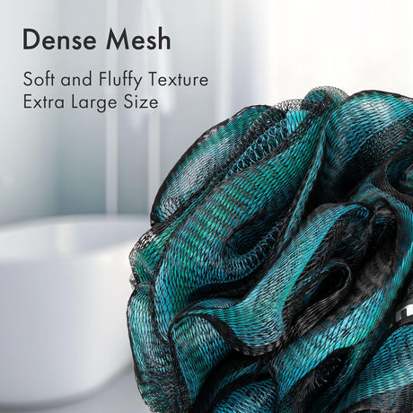 Dense, soft mesh on the Charcoal Exfoliating Loofah Sponges, Set of 4 in grey creating a rich lather.
