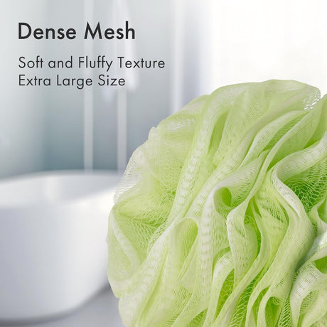 Dense, soft mesh on the Charcoal Exfoliating Loofah Sponges, Set of 4 creating a rich lather.