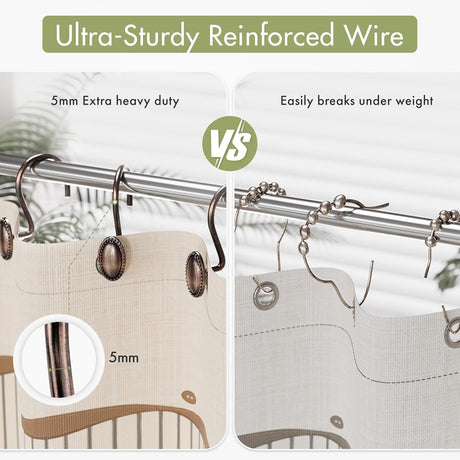 AmazerBath Classic Oval Shower Curtain Hooks, Set of 12 in Bronze, product gallery view highlighting the design and finish.