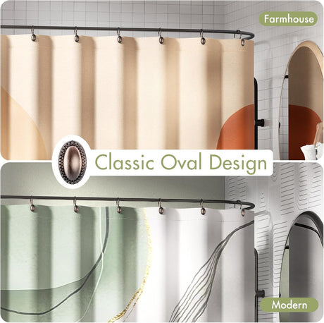 AmazerBath Classic Oval Shower Curtain Hooks, Set of 12 in Bronze, product gallery view highlighting the design and finish.