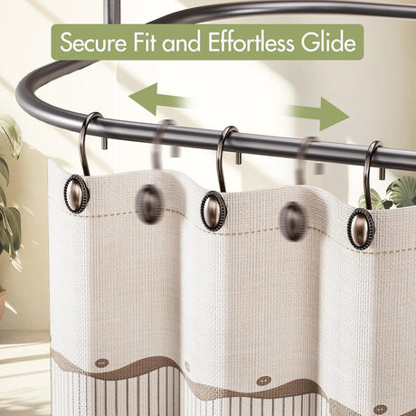 AmazerBath Classic Oval Shower Curtain Hooks, Set of 12 in Bronze, product gallery view highlighting the design and finish.