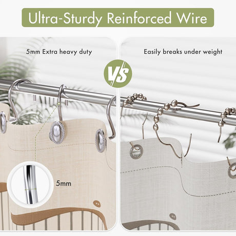 AmazerBath Classic Oval Shower Curtain Hooks, Set of 12 in Chrome, product gallery view highlighting the design and finish.