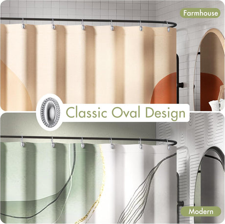 AmazerBath Classic Oval Shower Curtain Hooks, Set of 12 in Chrome, product gallery view highlighting the design and finish.