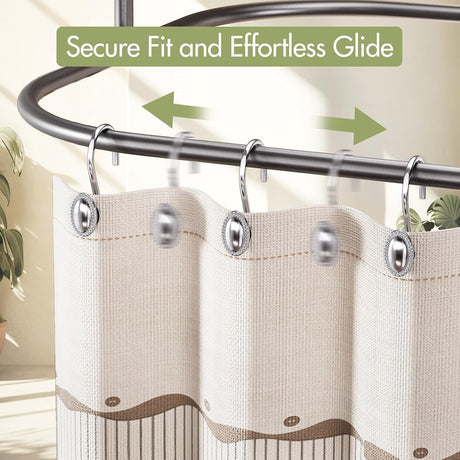 AmazerBath Classic Oval Shower Curtain Hooks, Set of 12 in Chrome, product gallery view highlighting the design and finish.