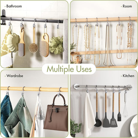 AmazerBath Classic Oval Shower Curtain Hooks, Set of 12 in Chrome, product gallery view highlighting the design and finish.