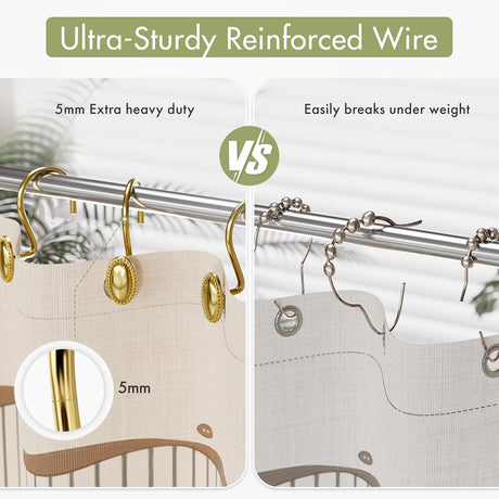 AmazerBath Classic Oval Shower Curtain Hooks, Set of 12 in Gold, product gallery view highlighting the design and finish.
