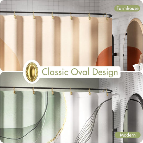 AmazerBath Classic Oval Shower Curtain Hooks, Set of 12 in Gold, product gallery view highlighting the design and finish.