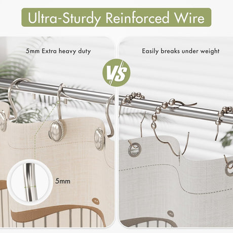AmazerBath Classic Oval Shower Curtain Hooks, Set of 12 in Nickel, product gallery view highlighting the design and finish.