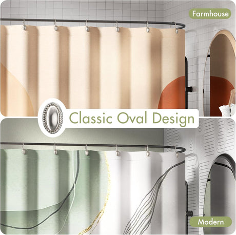 AmazerBath Classic Oval Shower Curtain Hooks, Set of 12 in Nickel, product gallery view highlighting the design and finish.