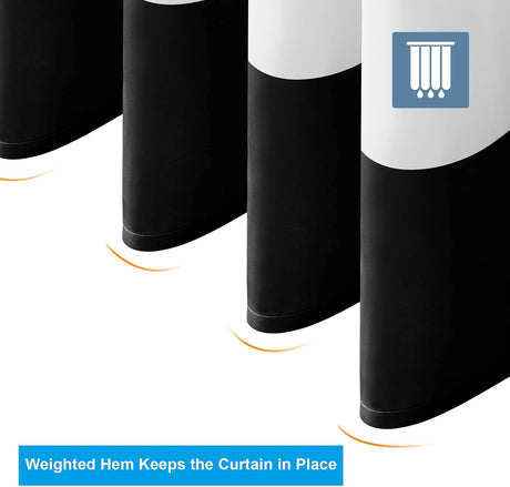 AmazerBath Striped Shower Curtain and Liner, 2-in-1 in Black, product gallery view highlighting the design and finish.