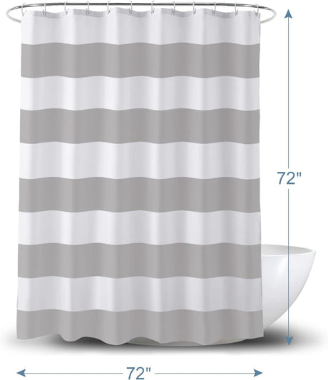 AmazerBath Striped Shower Curtain and Liner, 2-in-1 in Grey, product gallery view highlighting the design and finish.