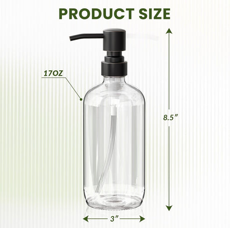 AmazerBath Clear Glass Soap Dispensers, 2-Pack in Clear Bronze, product gallery view highlighting the design and finish.