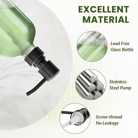 AmazerBath Clear Glass Soap Dispensers, 2-Pack in Clear Bronze, product gallery view highlighting the design and finish.