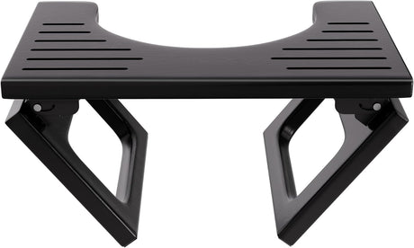 AmazerBath Collapsible Bamboo Toilet Stool in Black, main product image showing the selected variant.