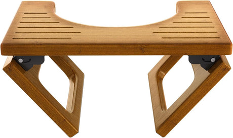AmazerBath Collapsible Bamboo Toilet Stool in Dark Wood, main product image showing the selected variant.
