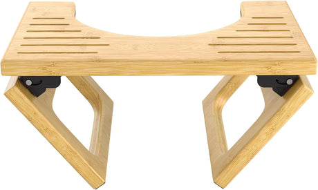 AmazerBath Collapsible Bamboo Toilet Stool in Natural, main product image showing the selected variant.