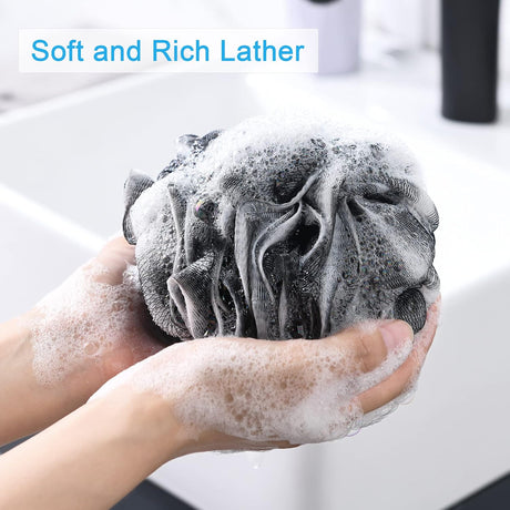 AmazerBath Colorful Bath Loofah Sponges, Set of 4 in Black, product gallery view highlighting the design and finish.