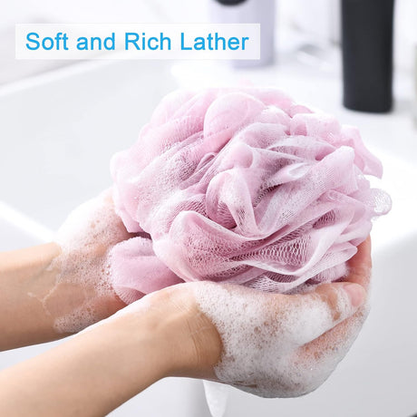 AmazerBath Colorful Bath Loofah Sponges, Set of 4 in Green, product gallery view highlighting the design and finish.