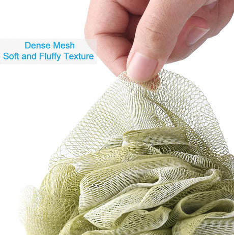 AmazerBath Colorful Bath Loofah Sponges, Set of 4 in Green, product gallery view highlighting the design and finish.