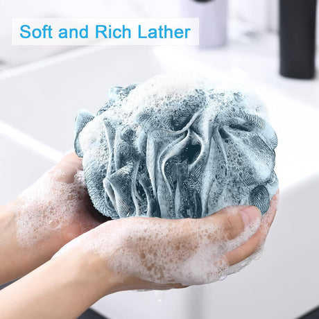 AmazerBath Colorful Bath Loofah Sponges, Set of 4 in Indigo, product gallery view highlighting the design and finish.
